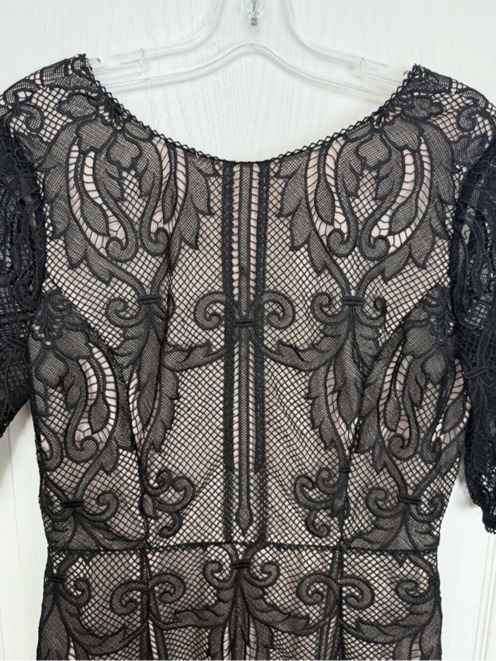 REISS Zola Lace Sheath Dress Size 8 Black Cream Neutral - Picture 7 of 13